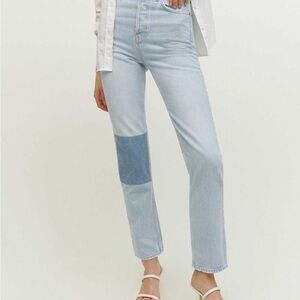 Reformation Cynthia Patch High Rise Straight Jeans